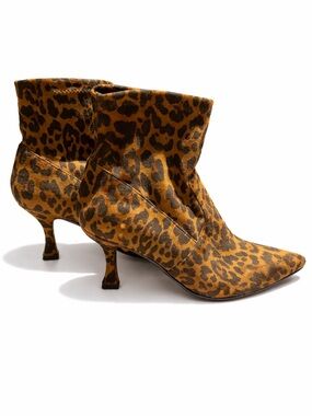 Maliparmi Leopard Print Pointed Ankle Booties - Brown/Black
